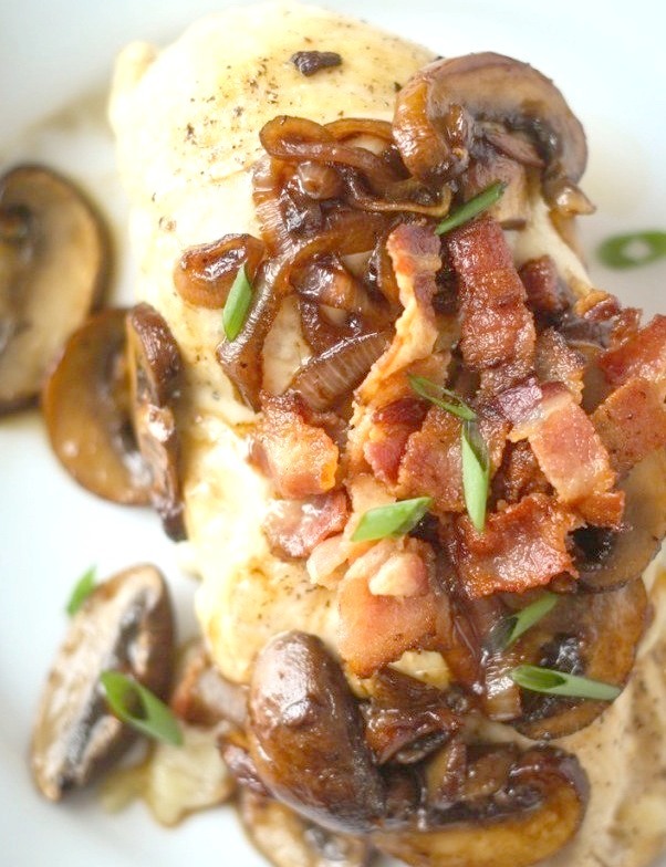 chicken and swiss with bacon and mushrooms