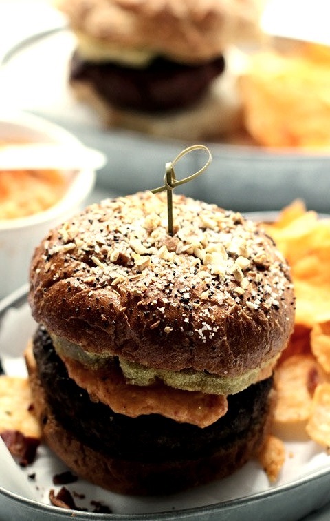 Fried Green Tomato and Pimento Cheese Burgers