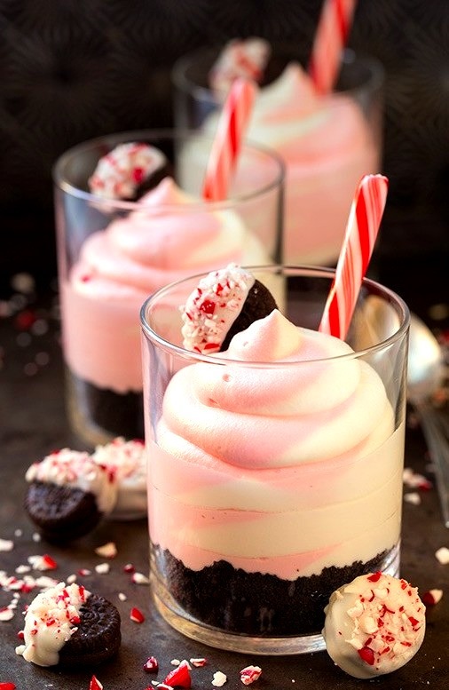 No Bake Peppermint White Chocolate Cheesecakes