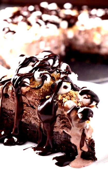 Oreo Brownie and S'mores Ice Cream Cake